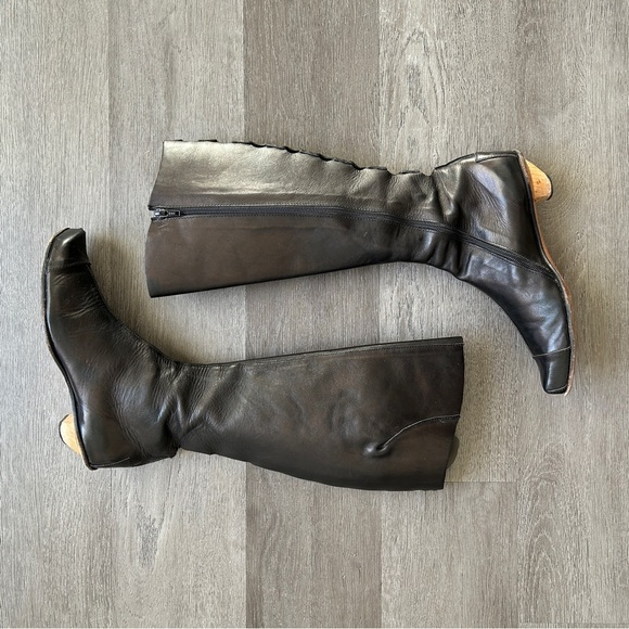 Cydwoq Vintage • Game • Black Leather Side Zip Handcrafted Boots - Sz 37/ 7 USA - Picture 7 of 9